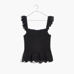 Madewell Black Eyelet Ruffle Top